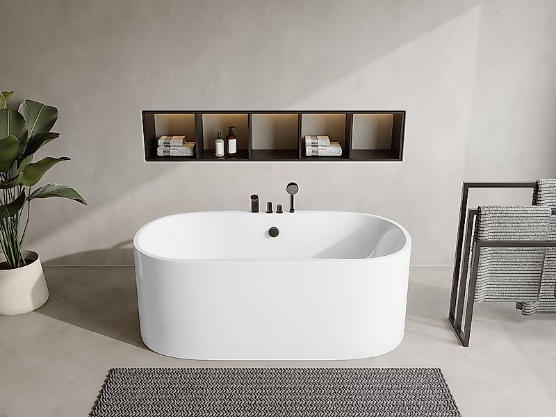 Freistehende Badewanne mit Armaturen - 195 L - B. 150 x T. 75 x H. 58 cm - günstig online kaufen