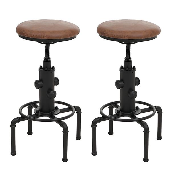 PROREGAL 2er-Set Barhocker Gepolstert Sitzhöhe 62-85cm Braun Barstuhl Trese günstig online kaufen