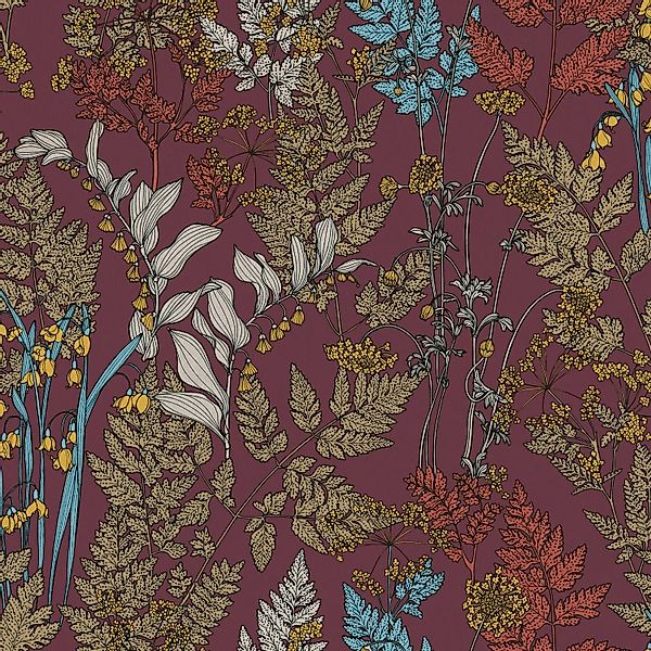 PROFHOME 377514-GU Blumen Tapete Floral Matt Rot Gelb Blau 0,53 m x 10,05 m günstig online kaufen