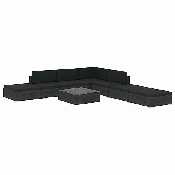 8-tlg. Garten-lounge-set Mit Auflagen Poly Rattan Schwarz günstig online kaufen