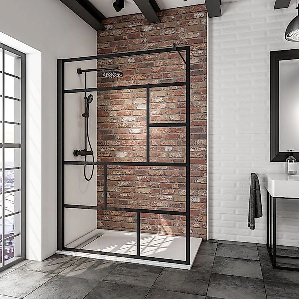 Schulte Alexa Style 2.0 Duschwand Walk In BlackStyle 140 x 200cm Mattschwar günstig online kaufen