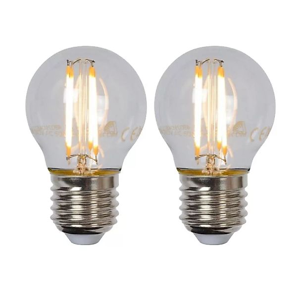 LED Leuchtmittel E27 Tropfen - P45 in Transparent 4W 400lm 2er-Pack günstig online kaufen