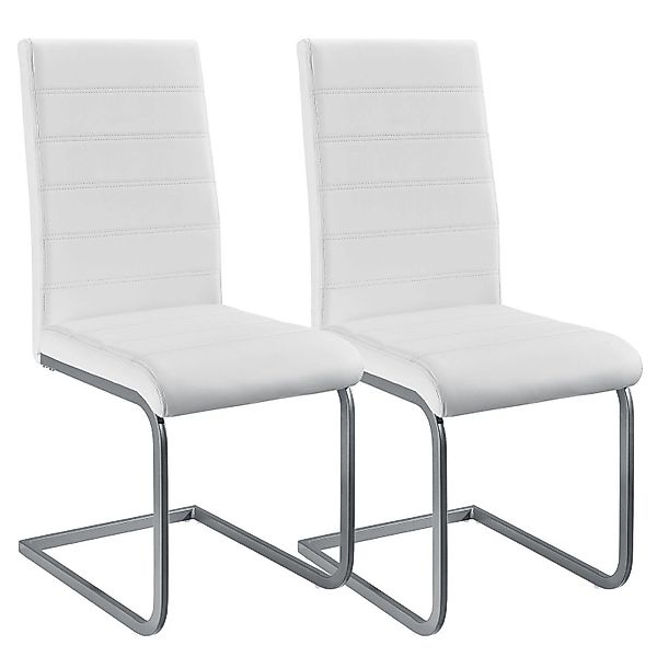 Juskys Freischwinger Stuhl Vegas 2er Set aus Kunstleder Weiß günstig online kaufen