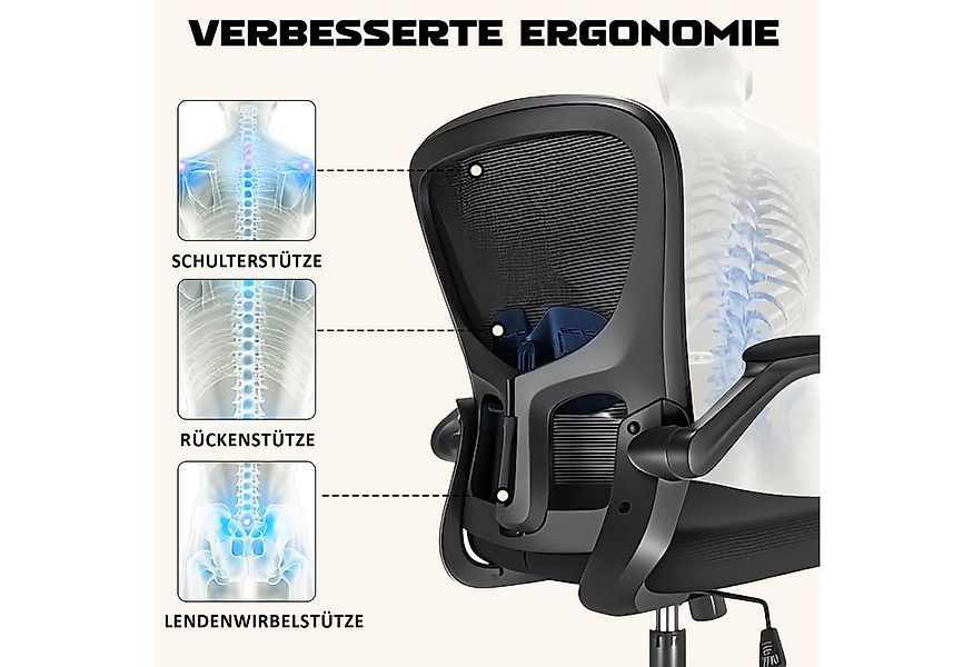 Durrafy Bürostuhl Ergonomischer Bürostuhl,Schreibtischstuhl mit klappbaren günstig online kaufen