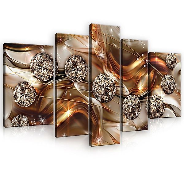 Wallarena Leinwandbild Set Gold Abstrakt Diamanten günstig online kaufen
