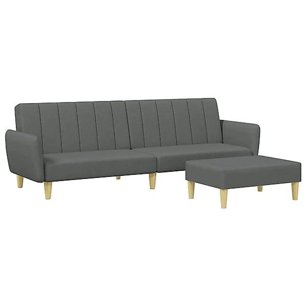 vidaXL Schlafsofa 2-Sitzer mit Fußhocker Dunkelgrau Stoff 3216247 günstig online kaufen