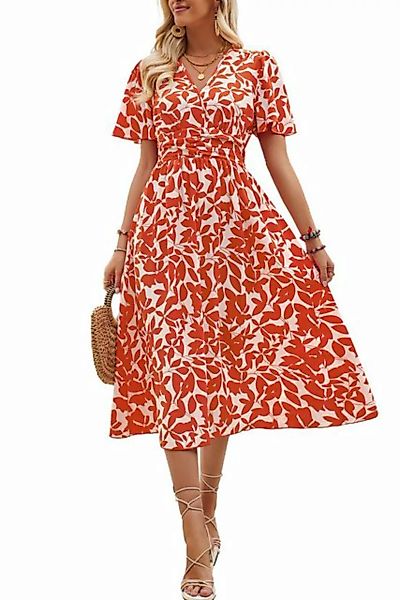 ENIX Dirndl Fließendes elegantes Boho-Kleid in A-Linie mit Blumendruck Dame günstig online kaufen