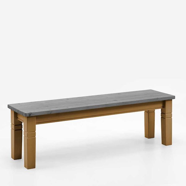 Esszimmersitzbank zweifarbig in Kiefer Grau und Laugenfarben 46 cm Sitzhöhe günstig online kaufen