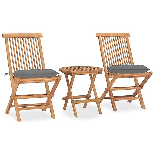 3-tlg. Garten-essgruppe Mit Kissen Klappbar Massivholz Teak günstig online kaufen