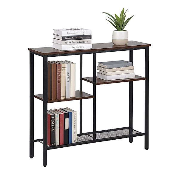 relaxdays Konsolentisch mit 4 Ablage, dunkelbraun günstig online kaufen