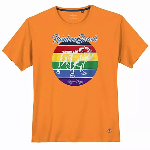 RAGMAN Rundhalsshirt Große Größen Herren T-Shirt orange Print Rainbow Beach günstig online kaufen