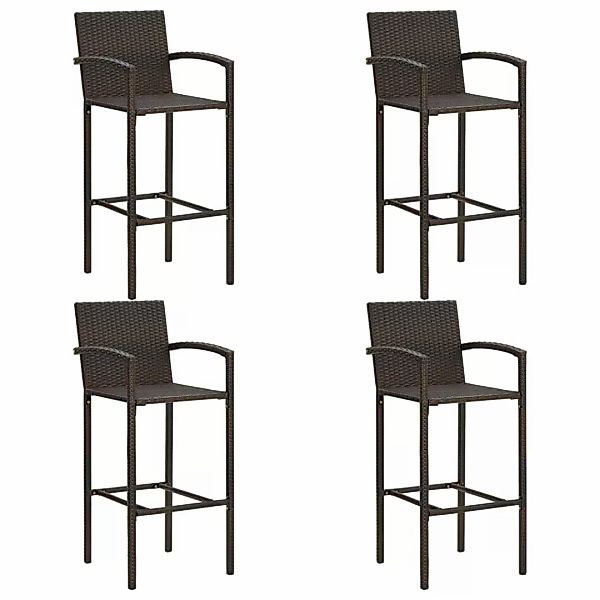 5-tlg. Garten-bar-set Mit Armlehnen Poly Rattan Braun günstig online kaufen