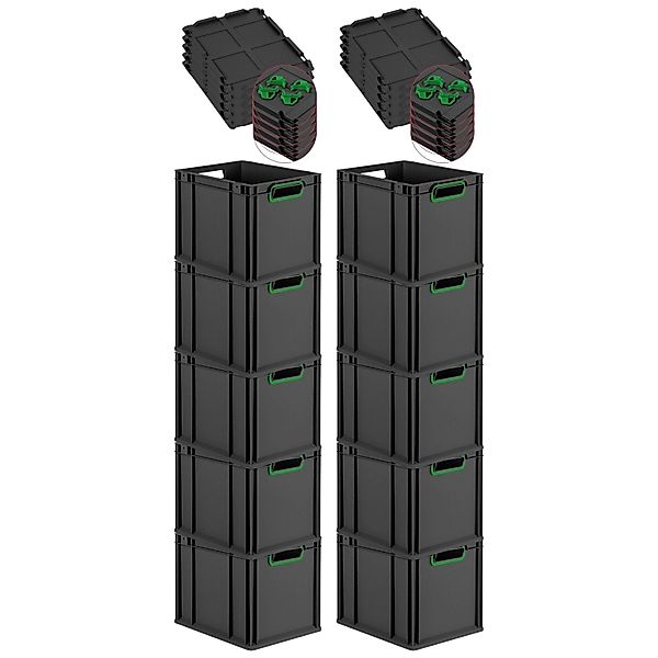PROREGAL SparSet 10x Eurobox Nextgen Color Mit Auflagedeckel HxBxT 32x30x40 günstig online kaufen
