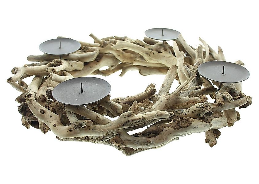 Dekoleidenschaft Adventskranz aus Treibholz Ø 40 cm, Tischkranz, Kerzenhalt günstig online kaufen