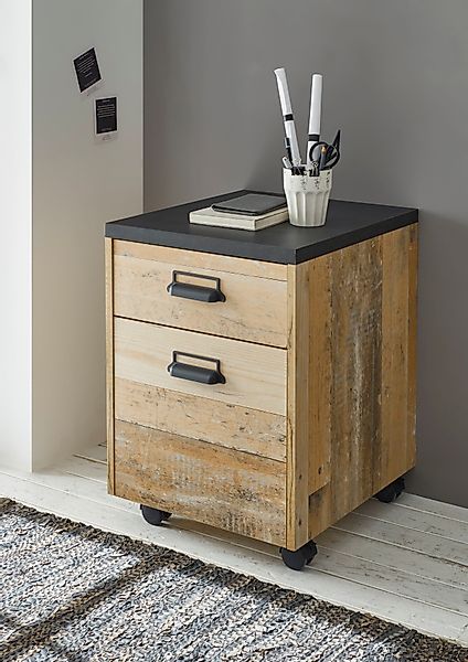 Home affaire Rollcontainer "SHERWOOD", mit Apothekergriffen aus Metall, Bre günstig online kaufen