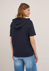 Cecil Kapuzensweatshirt Halbarm-Shirt mit Glitzer-Print und Kapuze günstig online kaufen