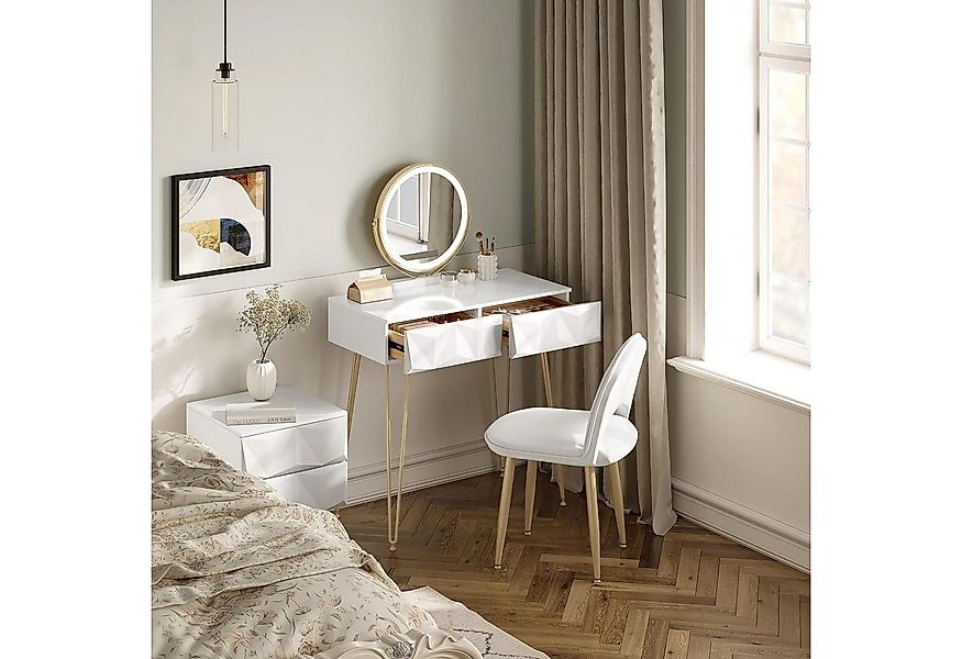 EUGAD Schminktisch (1-St), mit 360° drehbarem Spiegel, gepolsterte Samtstuh günstig online kaufen