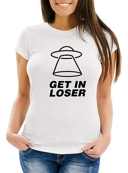 MoonWorks Print-Shirt Damen T-Shirt mit Spruch - Get In Loser - Ufo FunShir günstig online kaufen