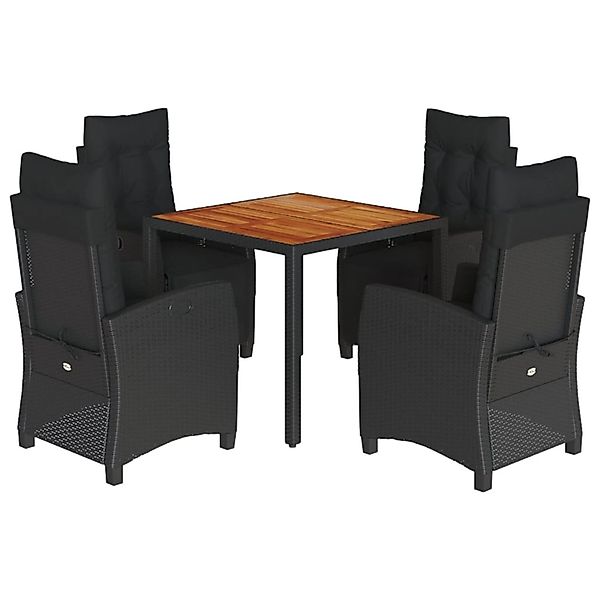 vidaXL 5-Tlg Garten-Essgruppe mit Kissen Schwarz Poly Rattan 3212907 günstig online kaufen
