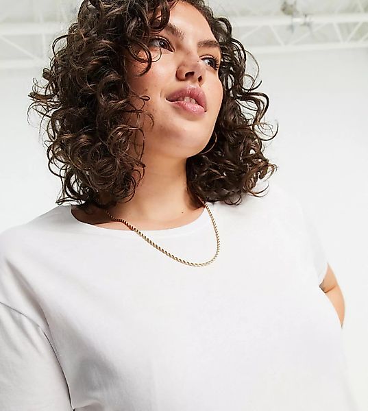 New Look Curve – Boyfriend-T-Shirt in Weiß günstig online kaufen