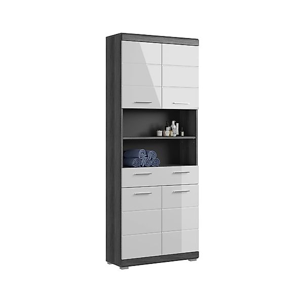 Hochschrank 74 cm x 191 cm x 31 cm Weiß-Rauchsilber günstig online kaufen