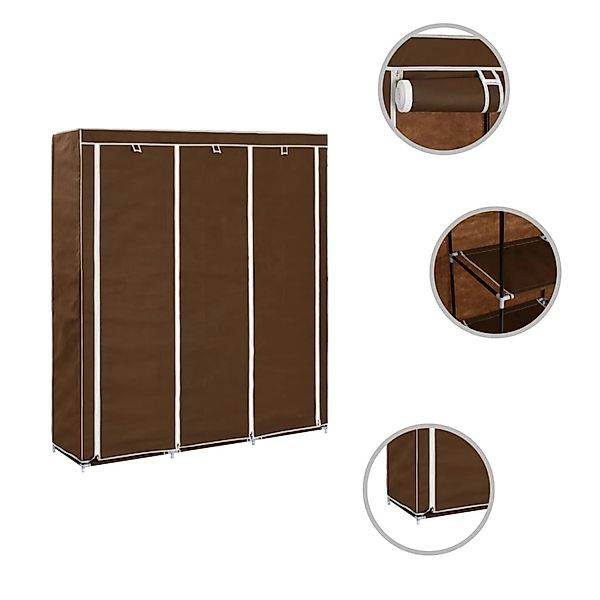 Kleiderschrank Mit Fächern Und Stangen Braun 150x45x175cm Stoff günstig online kaufen