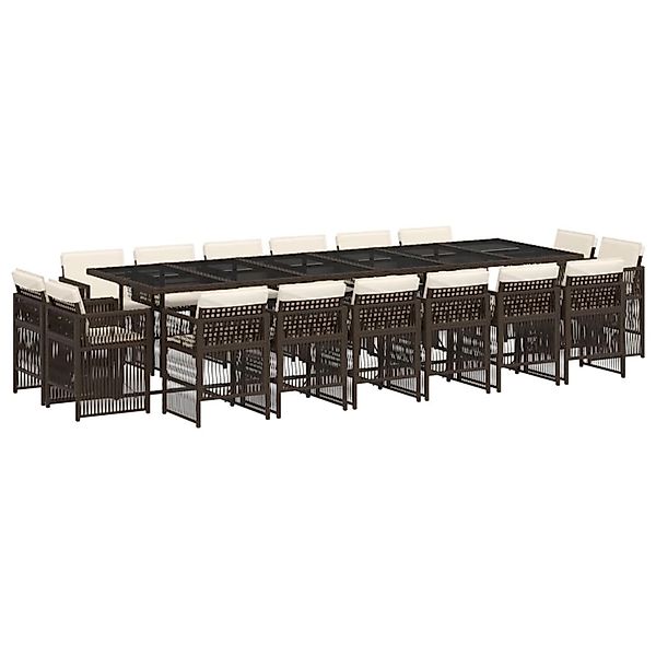vidaXL 17-Tlg Garten-Essgruppe mit Kissen Braun Poly Rattan 3211065 günstig online kaufen