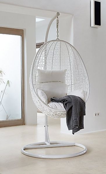 KIDEO Hängesessel Hängesessel CAPDEPERA weiß, mit Gestell und Kissen günstig online kaufen