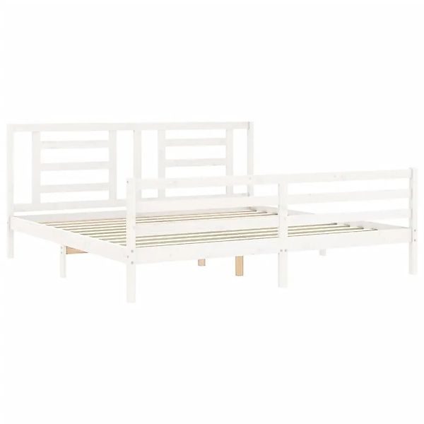 vidaXL Massivholzbett mit Kopfteil Weiß 3194717 günstig online kaufen