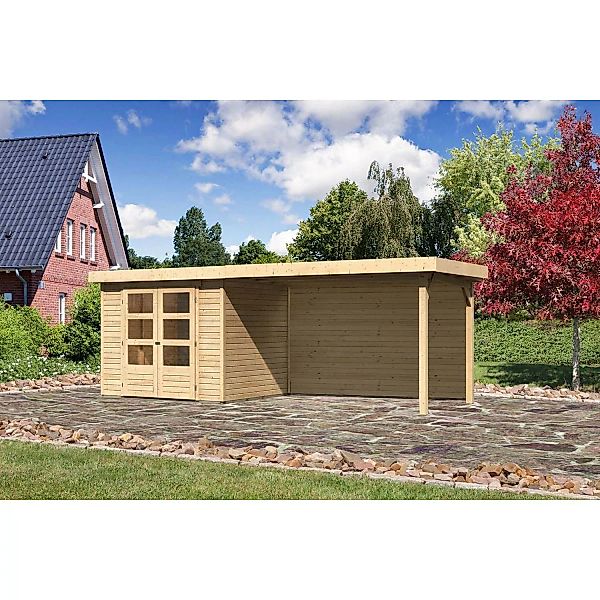 Karibu Holz-Gartenhaus Boras Natur Flachdach Unbehandelt 238 cm x 213 cm günstig online kaufen