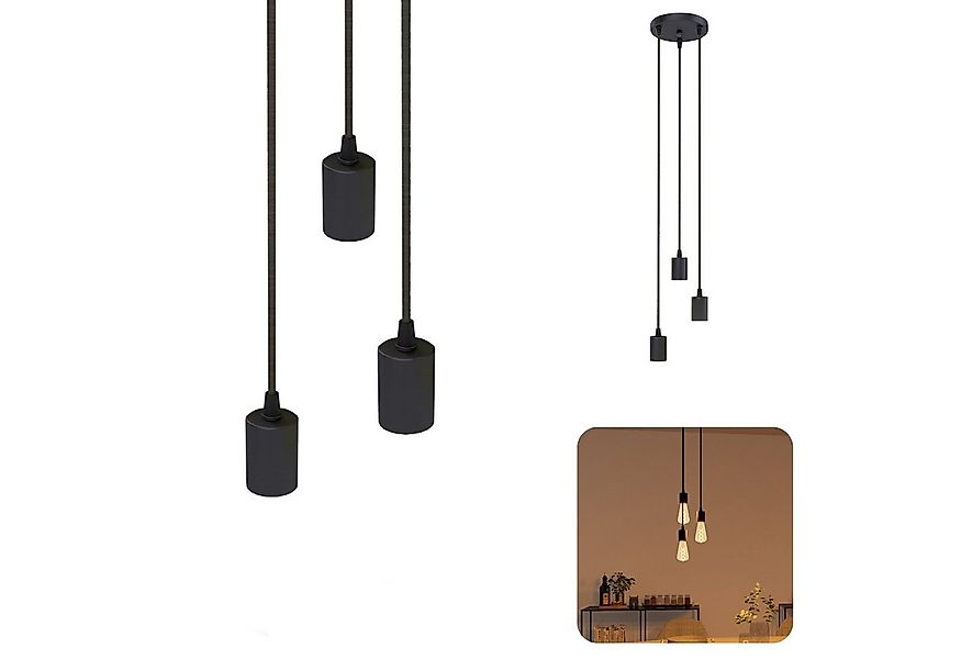 SSC-LUXon LED-Hängeleuchte PARU Hängelampe 3-flammig mit Textilkabel für E2 günstig online kaufen