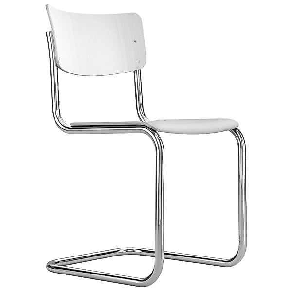 THONET S 43 | Buche weiß lasiert | Stahlrohr-Freischwinger | Gestell verchr günstig online kaufen