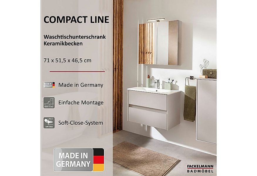 FACKELMANN Badmöbel-Set COMPACT LINE Waschbecken mit Unterschrank, Keramik, günstig online kaufen