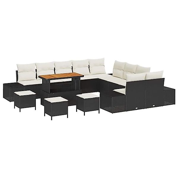 vidaXL Gartensofa-Set mit Kissen 14 Stk Schwarz Poly Rattan 3364800 günstig online kaufen