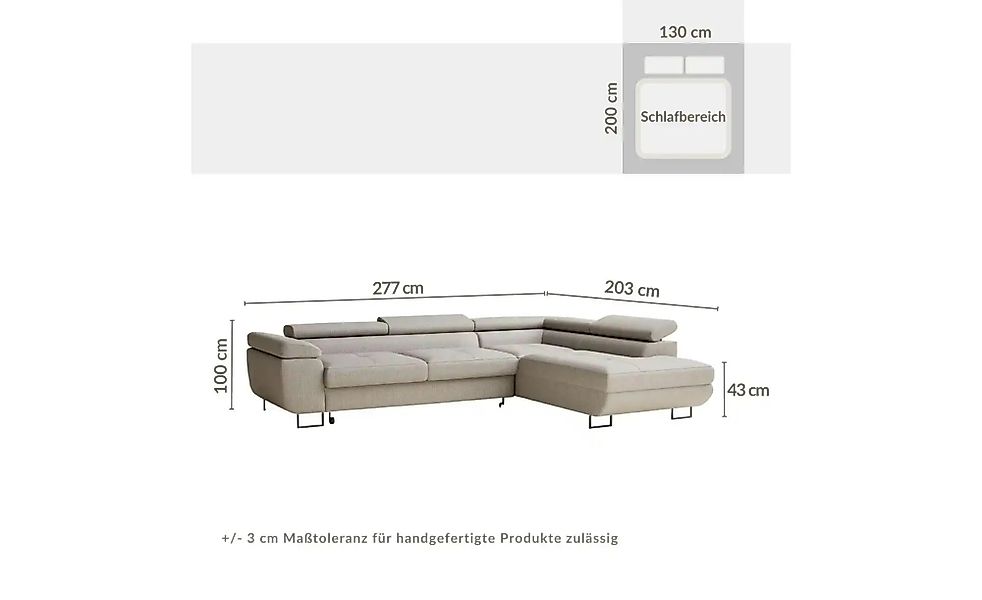Ecksofa  Concord ¦ grau ¦ Maße (cm): B: 277 H: 100 Polstermöbel > Sofas > E günstig online kaufen