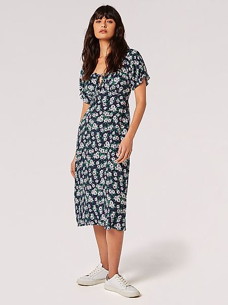 Apricot Druckkleid Daisy Floral Midikleid, in günstig online kaufen