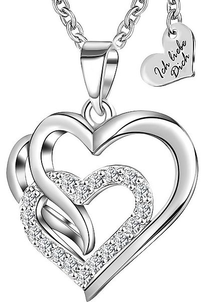 Limana Herzkette 925 Sterling Silber Zirkonia Steine Kette mit Herz Anhänge günstig online kaufen