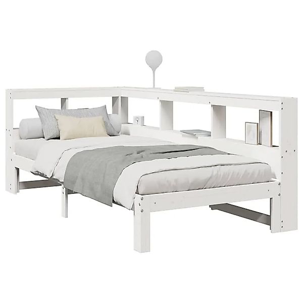 vidaXL Massivholzbett mit Regal ohne Matratze Weiß 75x190 cm Kiefer 3324407 günstig online kaufen