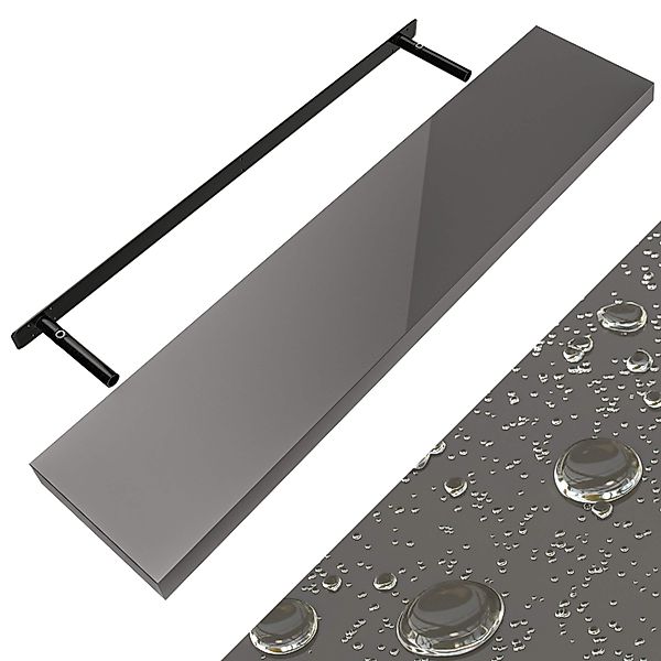 Wandregal Schweberegal 110cm Hochglanz Grau + Halterung günstig online kaufen