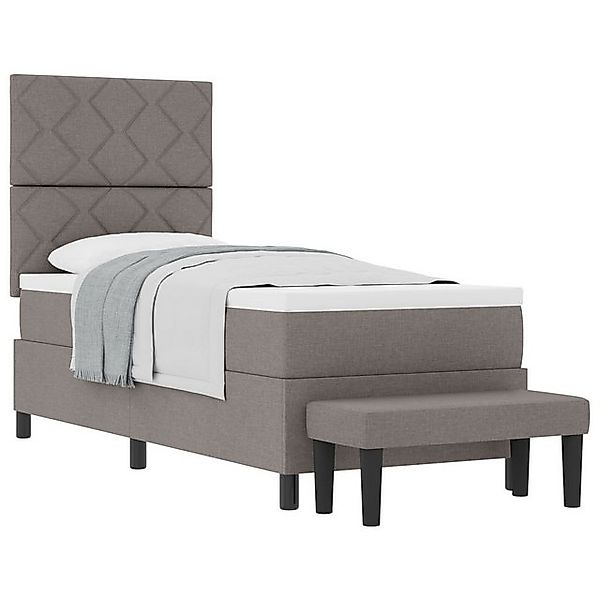 vidaXL Bett Boxspringbett mit Matratze & Bank Taupe 80x200 cm Stoff (2-tlg) günstig online kaufen