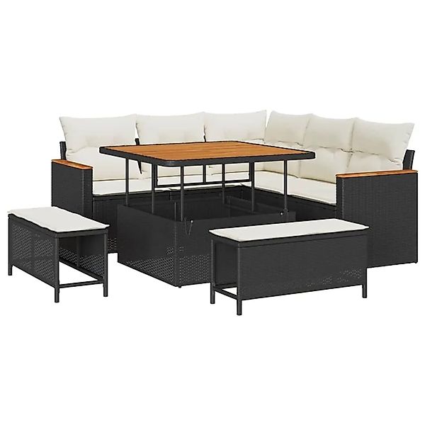 vidaXL Gartensofa-set mit Kissen 8-Tlg Schwarz Poly-Rattan 3364985 günstig online kaufen