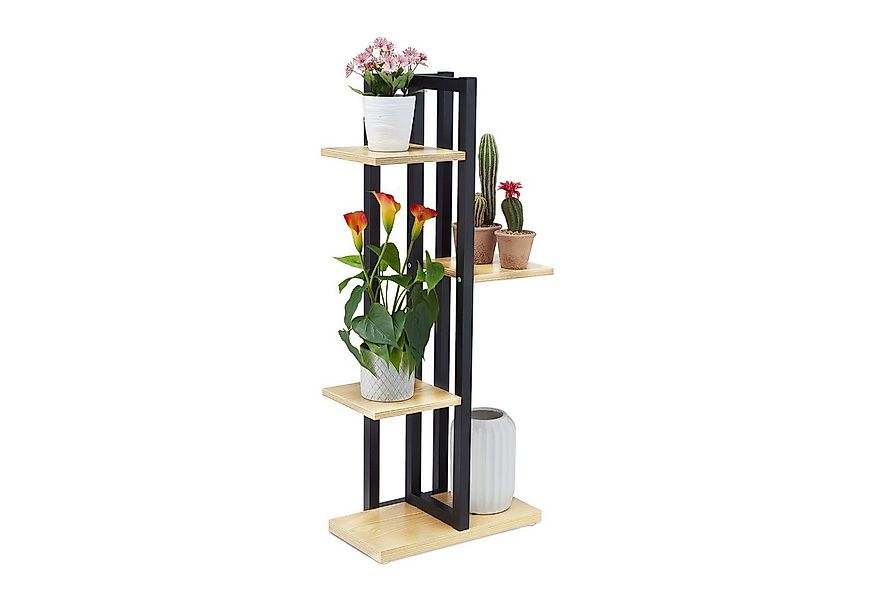 relaxdays Blumenständer Blumenregal Metall, hellbraun günstig online kaufen