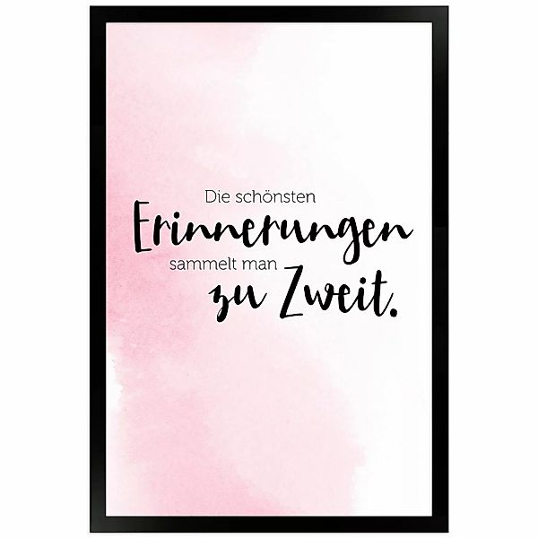 WANDStyle Gerahmtes Poster mit Spruch Erinnerungen Zu Zweit in Rosa 30 x 45 günstig online kaufen