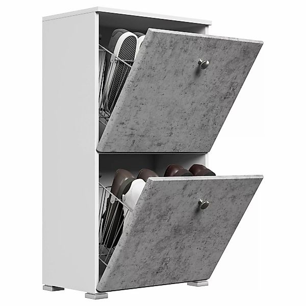 Posseik Schuhschrank Charme für 8 Paar Schuhe 52 cm x 96 cm Weiß-Beton günstig online kaufen