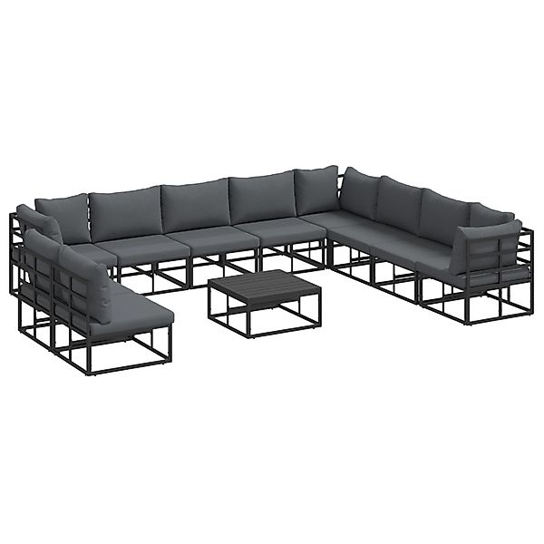vidaXL Garten-Sofa-Set mit Kissen 11-Tlg Schwarz Aluminium 3378879 günstig online kaufen