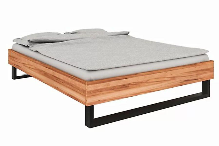 byoak Bett STEEL 140 x 210 aus Massivholz, ohne Kopfteil, Naturgeölt günstig online kaufen