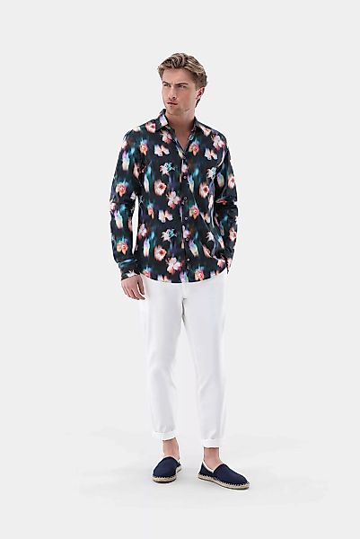 Popeline Hemd mit Blumen-Druck Slim Fit günstig online kaufen