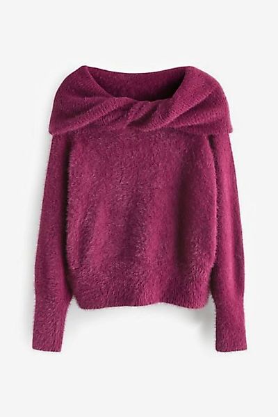 Next Carmenpullover Flauschiger Bardot-Pullover mit langen Ärmeln (1-tlg) günstig online kaufen