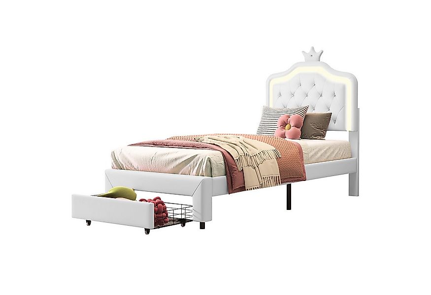 FUROKOY Einzelbett Polsterbett Kinderbett 90x200cm, mit Höhenverstellbarem günstig online kaufen