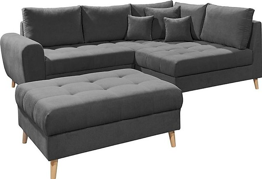 ED EXCITING DESIGN Ecksofa Alice L-Form, Set, mit Hocker, Rückenkissen, Zie günstig online kaufen